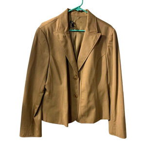 Lafayette 148 Women's Wool Stretch Blazer Size 16 Neutral Brown Office Classic